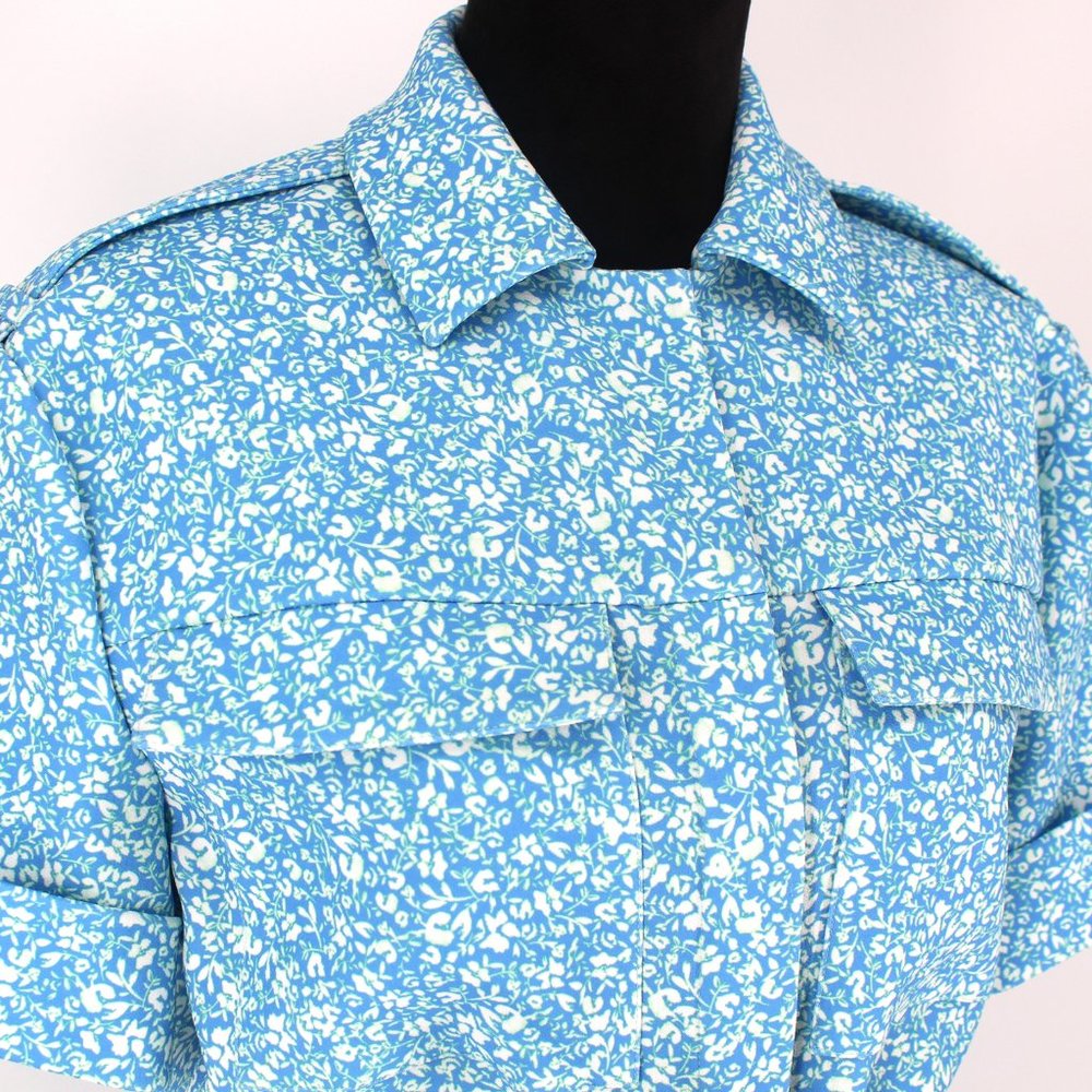 Jonathan Simkhai Owen Ditsy Blue White Floral Crepe Jumpsuit Pants 4 NWT - Picture 3 of 11